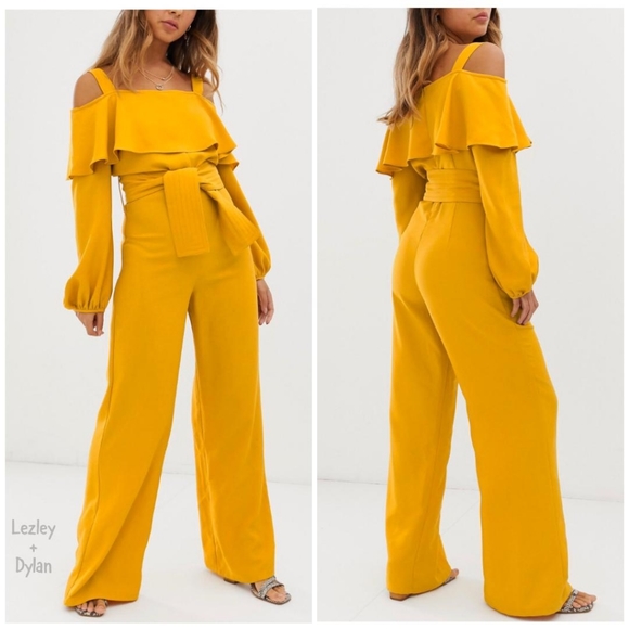 mustard long sleeve jumpsuit